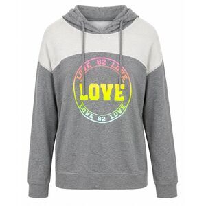 No Boundaries Gray Colorblock Hoodie Neon LOVE Graphic Women's Large